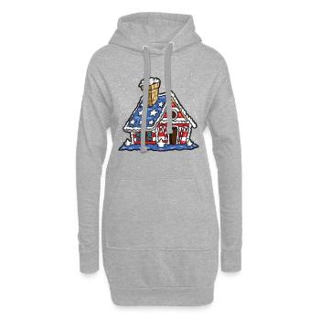 Amerikanisches Lebkuchenhaus USA Weihnachten - Hoodie-Kleid - Grau meliert - Vorne