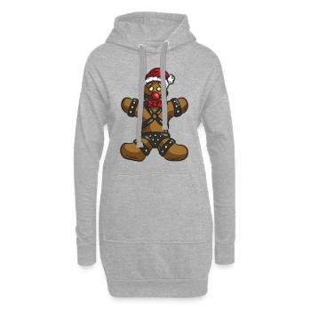 Coquin Gingerbread Man Kinky Noël BdM - Sweat-shirt à capuche long Femme - gris chiné - Devant