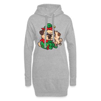 Elf Mops kuscheln Weihnachtskleid - Hoodie-Kleid - Grau meliert - Vorne