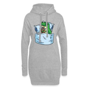 Sleeping T-Rex Stuffed Animal Sleepshirt - Hoodie Dress - heather grey - Front