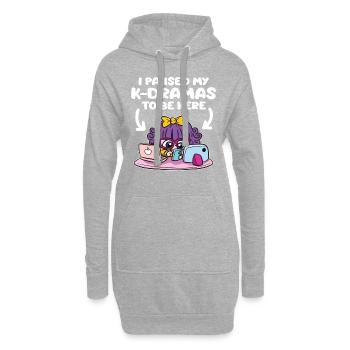 J’ai arrêté mes drames K en coréen ici - Sweat-shirt à capuche long Femme - gris chiné - Devant