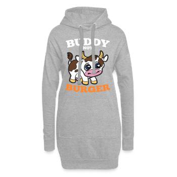 Buddy pas burger veau de vache sucré - Sweat-shirt à capuche long Femme - gris chiné - Devant