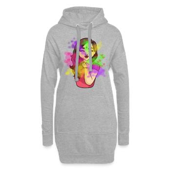 Holi Festival Girl Indien Pakistanais Mme Holi - Sweat-shirt à capuche long Femme - gris chiné - Devant