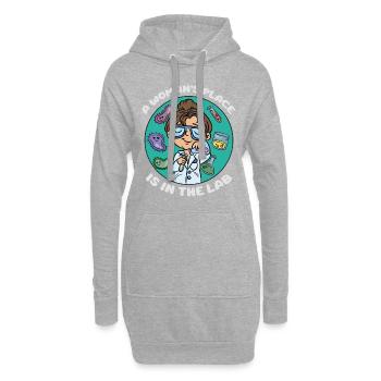 Der Platz einer Frau ist im Labor - Hoodie-Kleid - Grau meliert - Vorne