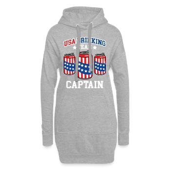 Capitaine de l’American Drinking Team - Sweat-shirt à capuche long Femme - gris chiné - Devant