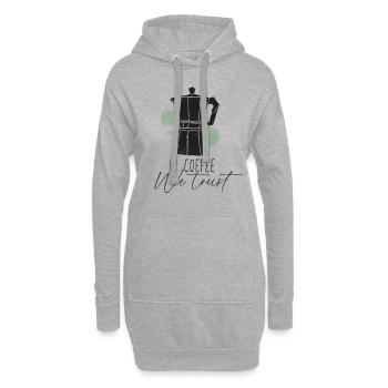 In coffee we trust - Kaffee Spruch Mokka Kanne - Hoodie-Kleid - Grau meliert - Vorne