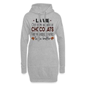Chocolat Gâteau Gourmand Humour Régime Cadeau - Sweat-shirt à capuche long Femme - gris chiné - Devant