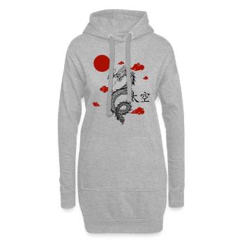 Esthétique japonaise Tatouage de dragon chinois - Sweat-shirt à capuche long Femme - gris chiné - Devant