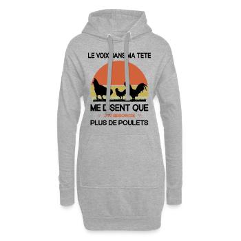 Papys Poules Humour Mamans Poules - Sweat-shirt à capuche long Femme - gris chiné - Devant