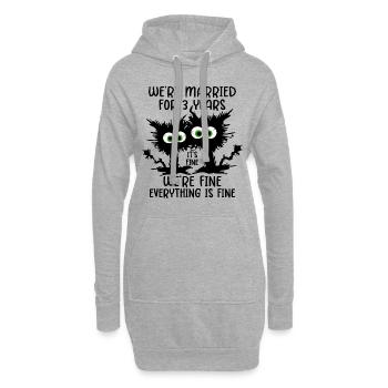 3 ans de mariage marié en cuir cadeau de mariage - Sweat-shirt à capuche long Femme - gris chiné - Devant