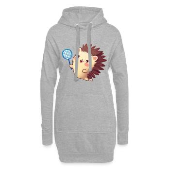 Igel spielt Tennis - Hoodie-Kleid - Grau meliert - Vorne