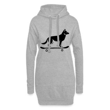 Dog Shepherd Skateboard Skateboarder - Sweat-shirt à capuche long Femme - gris chiné - Devant