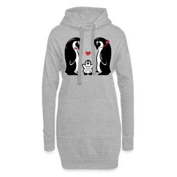 Baby Pinguin Familie - Geburt Tier Geschenkidee - Hoodie-Kleid - Grau meliert - Vorne