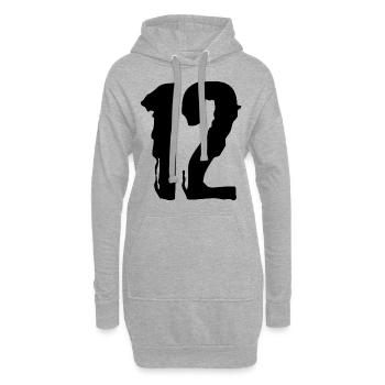 12 Zahl Trikot - Hoodie-Kleid - Grau meliert - Vorne