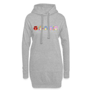 Niedliche Eulen und Blumen - Hoodie-Kleid - Grau meliert - Vorne