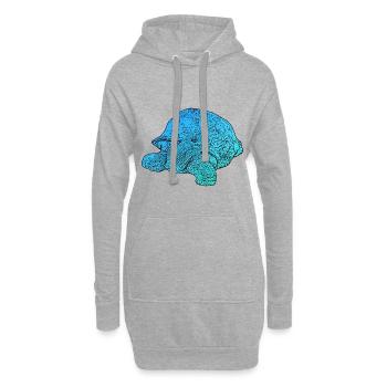tortue géante - Sweat-shirt à capuche long Femme - gris chiné - Devant