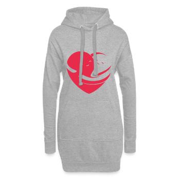 Coeur aimant - Sweat-shirt à capuche long Femme - gris chiné - Devant