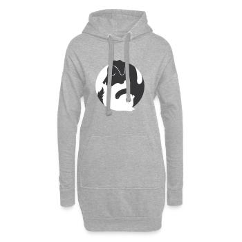 Jin et Yang signe chien chat amour symbiose - Sweat-shirt à capuche long Femme - gris chiné - Devant