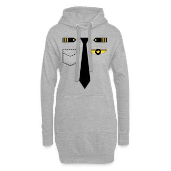Costume de pilote T-shirt Déguisement de pilote simple - Sweat-shirt à capuche long Femme - gris chiné - Devant