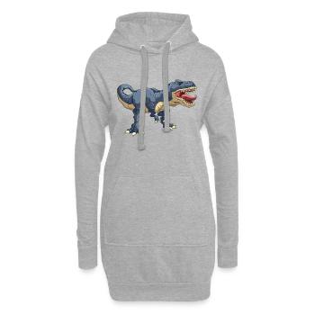 T Rex Dinosaurier - Hoodie-Kleid - Grau meliert - Vorne