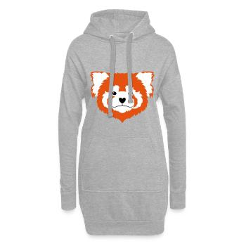 Panda rouge Amour - Sweat-shirt à capuche long Femme - gris chiné - Devant