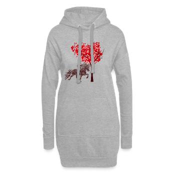 Tölter 3 Arbre du cœur - Sweat-shirt à capuche long Femme - gris chiné - Devant