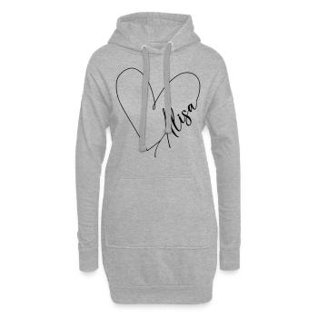 Alisa Name Herzlinie - Hoodie-Kleid - Grau meliert - Vorne