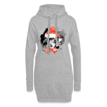 Teckel Teckel avec Bonnet de Noel - Sweat-shirt à capuche long Femme - gris chiné - Devant
