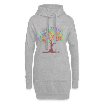 Arbre aux feuilles de couleurs arc-en-ciel - Sweat-shirt à capuche long Femme - gris chiné - Devant