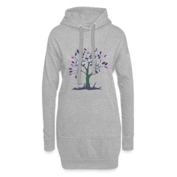 Baum mit rosa und lila Blättern - Hoodie-Kleid - Grau meliert - Vorne