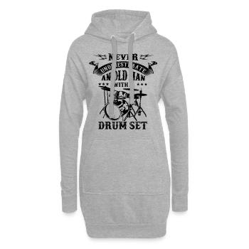 Unterschätzen Sie nie einen alten Mann Schlagzeug - Hoodie-Kleid - Grau meliert - Vorne