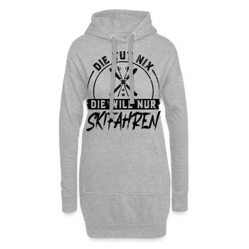 Skifahren Lustig Ski - Hoodie-Kleid - Grau meliert - Vorne