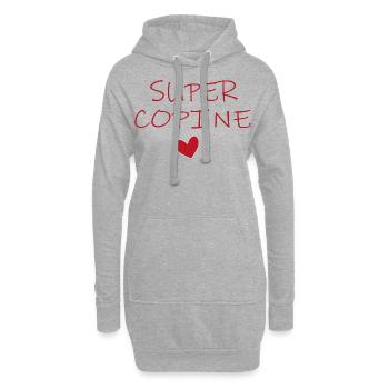 SUPER COPINE COEUR - Sweat-shirt à capuche long Femme - gris chiné - Devant