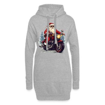 Weihnachtsmann Motorrad Sonnenbrille Weihnachten - Hoodie-Kleid - Grau meliert - Vorne