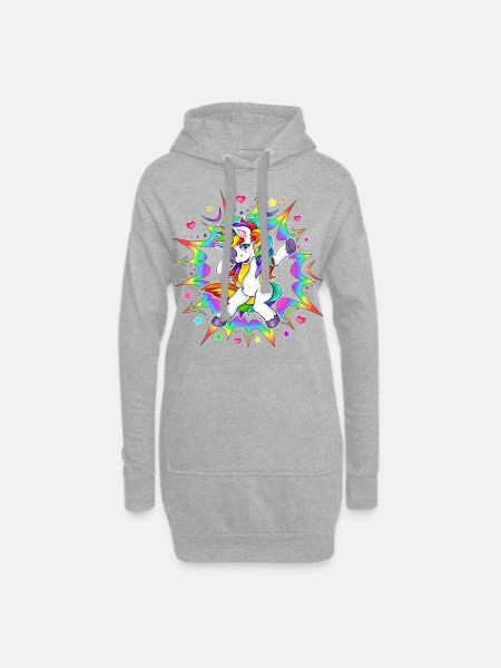 Dub Dubbing Dabbing Unicorn Unicorn Rainbow - Hoodie Dress - heather grey