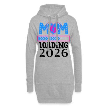 Mom Loading 2026 avec cœur et pieds - Sweat-shirt à capuche long Femme - gris chiné - Devant