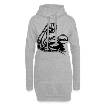 Muscles du bras biceps - Sweat-shirt à capuche long Femme - gris chiné - Devant