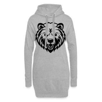 Tête de silhouette de grizzli d’ours - Sweat-shirt à capuche long Femme - gris chiné - Devant