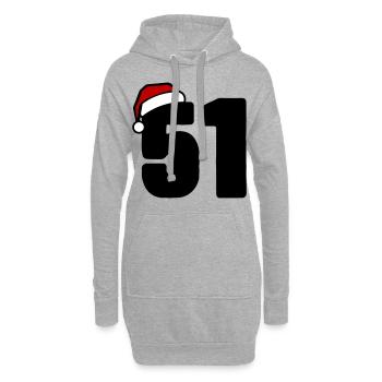 51 Zahl Weihnachten - Hoodie-Kleid - Grau meliert - Vorne
