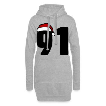 91 Numéro Noël - Sweat-shirt à capuche long Femme - gris chiné - Devant