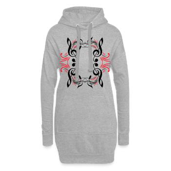 Partitions musicales - Sweat-shirt à capuche long Femme - gris chiné - Devant