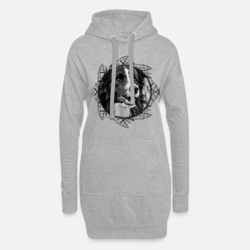 Border Collie - Sweat-shirt à capuche long Femme - gris chiné