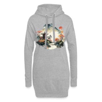 Coucher de soleil - Sweat-shirt à capuche long Femme - gris chiné - Devant