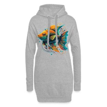 Poisson doré - Sweat-shirt à capuche long Femme - gris chiné - Devant