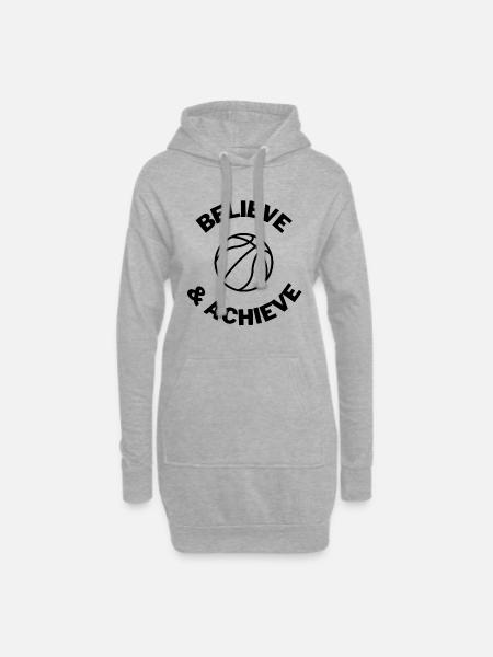 Netball: Believe & Achieve - Hoodie Dress - heather grey