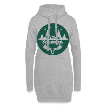 cercle, vert, ligne d’horizon, silhouette, suède, nature - Sweat-shirt à capuche long Femme - gris chiné - Devant