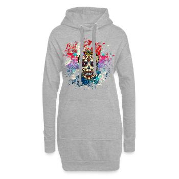 Crâne coloré, Mexique Jour du crâne de sucre mort - Sweat-shirt à capuche long Femme - gris chiné - Devant