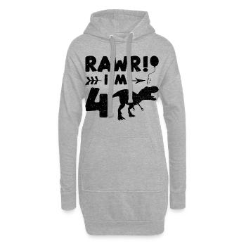 Rawr I'm 4 - 4th Birthday - Sweat-shirt à capuche long Femme - gris chiné - Devant