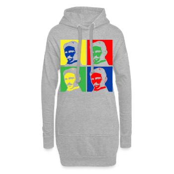 Pop Art Nikola Tesla - Sweat-shirt à capuche long Femme - gris chiné - Devant