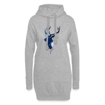 Hirsch Weihnachten - Hoodie-Kleid - Grau meliert - Vorne